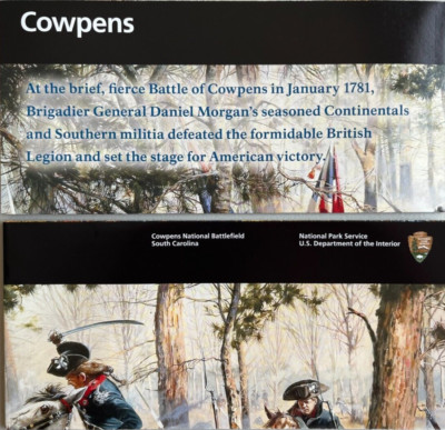 New COWPENS BATTLEFIELD  NATIONAL PARK SERVICE UNIGRID BROCHURE Map  GPO 2023