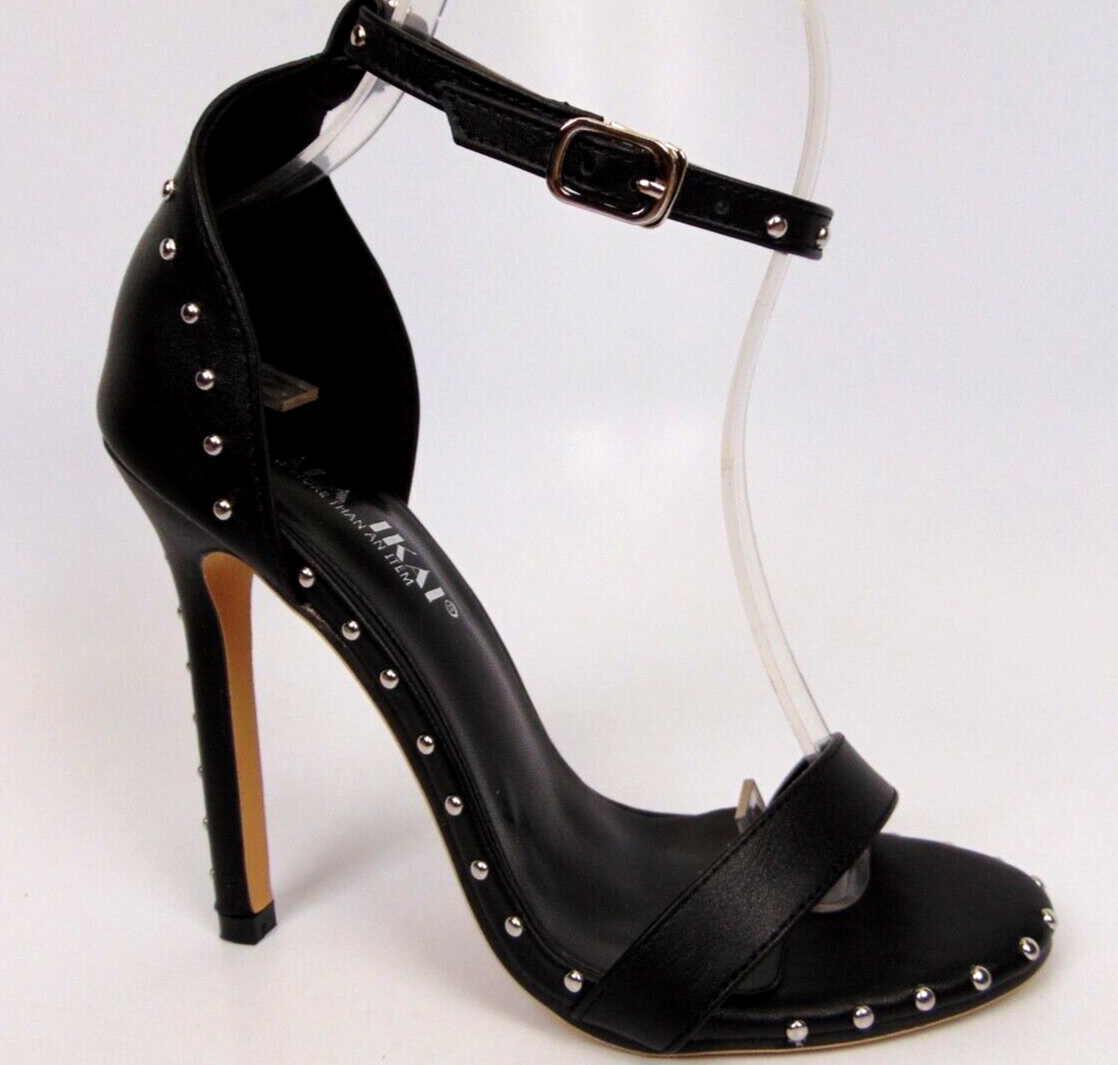 Lala Ikai Womens Shoes Black Leather Strappy Stiletto 4