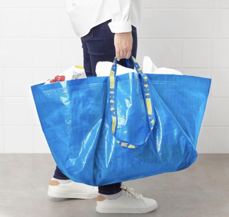 IKEA FRAKTA Blue Bag Tote Shopping Reusable Washable 19 Gallon NEW