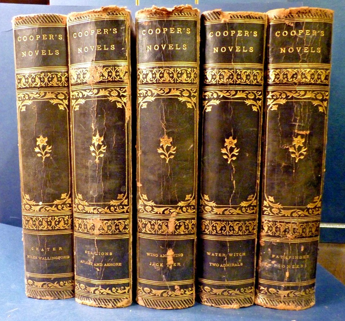 James Fenimore Cooper Novels Belford Clarke & Co. c1887 Marbled Covers Set of 5