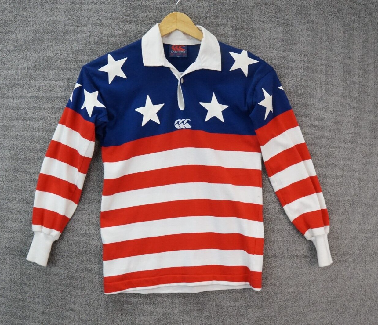 CANTERBURY - 【CANTERBURY】2011 RWC アメリカ代表 ラガーシャツA-3440 Canterbury Of New Zealand Rugby Shirt M USA Flag Motif Made