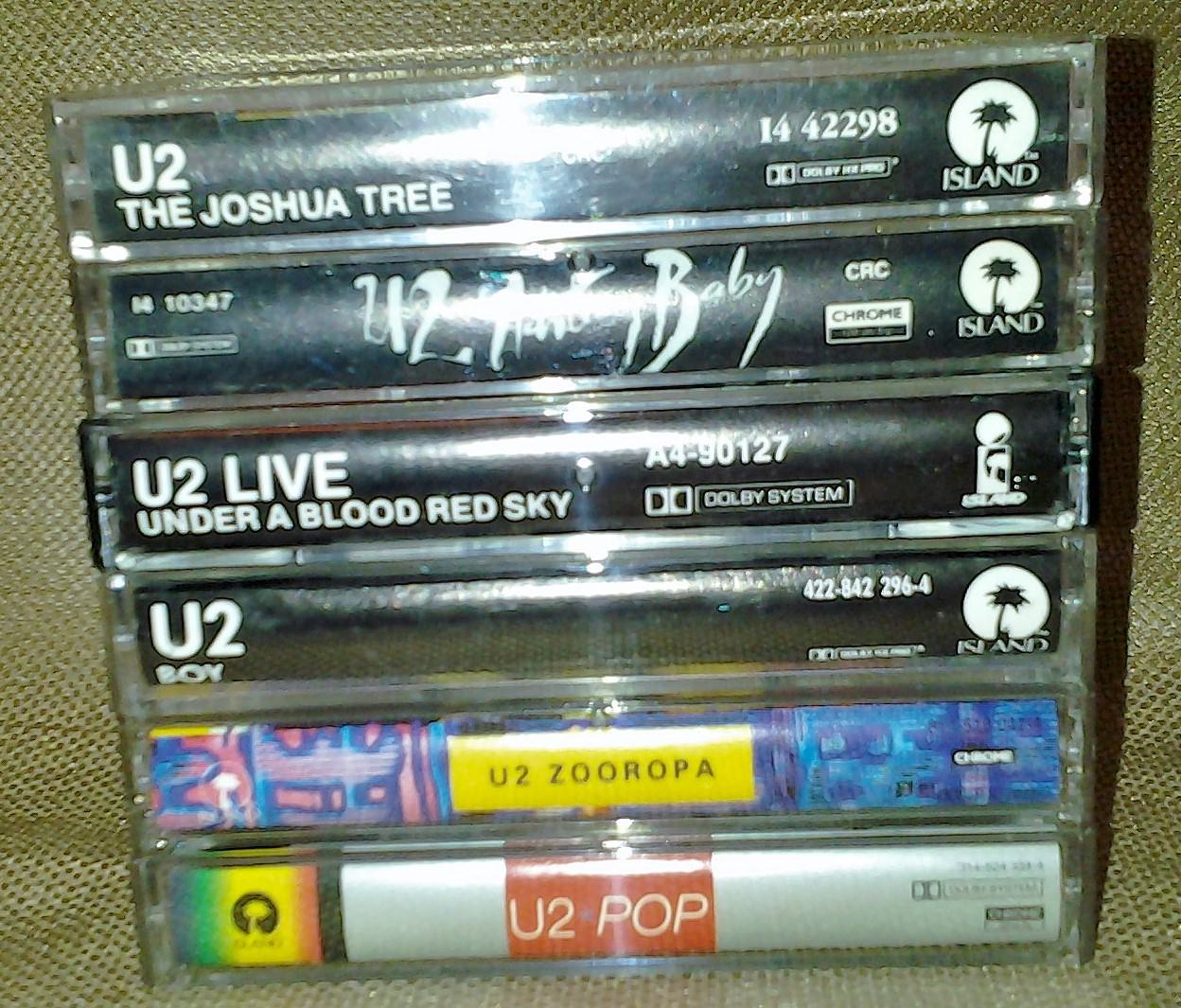 U2 6 Cassette Tape Lot - Joshua Tree, Pop, Actung Baby, Zooropa, Boy, Blood Red