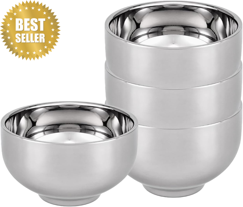 17OZ Durable Stainless Steel Cereal Bowls, Double-Walled Insulated Soup Bowls, U