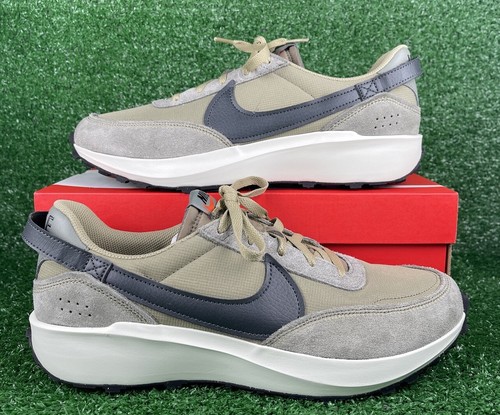 Nike Waffle Debut SE Running Shoes Olive Green Grey FJ4196