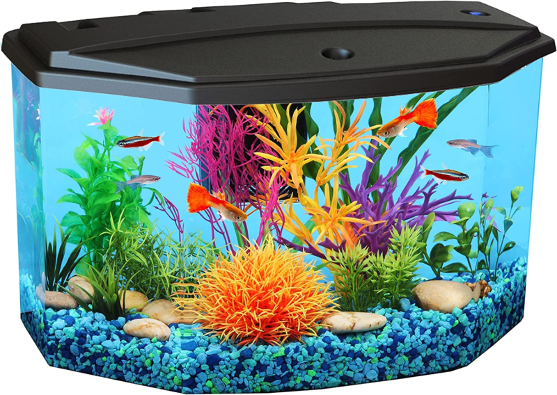 Plastic 3-Gallon Aquarium Starter Kit with 7 Colors LED Lighting and Complete Fi