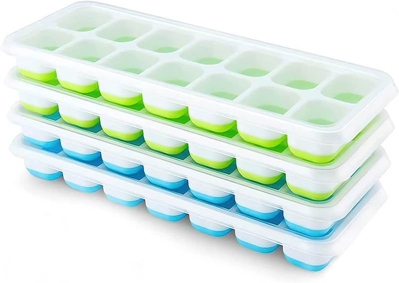 Ice Cube Trays, Silicone Ice Cube Trays with Removable Lid, Easy-Release Flexib