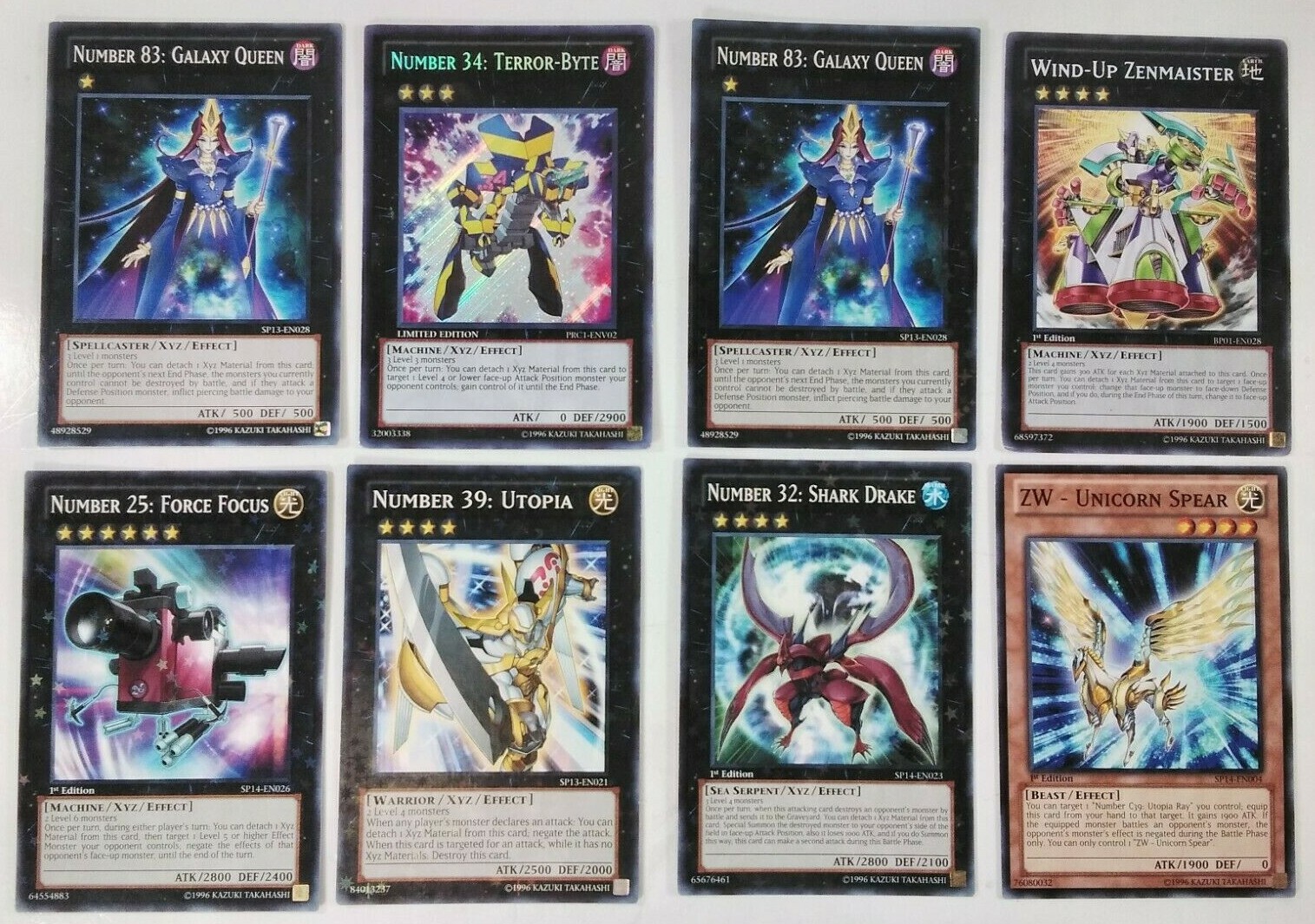 8 YuGiOh Xzs Cards Lot: Galaxy Queen, Terror Byte, Wind Up 8 YuGiOh Xzs Cards Lot: Galaxy Queen, Terror Byte, Wind Up