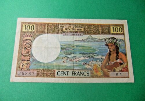 Tahiti 100 FRANCS Banknote - VF250-0p23  