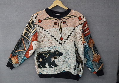 Vintage Sugar Street Weavers Native Tribal Aztec Tapestry Sweater One Size
