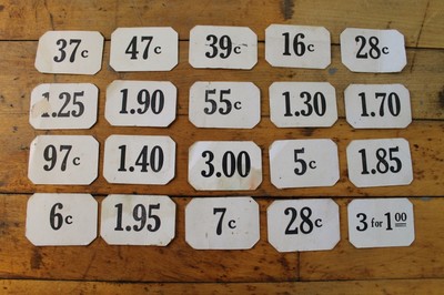 Set of 20 Vintage Antique Store Price Number Tags Double Sided Mercantile