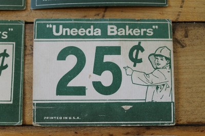 Set of 16 Vintage Grocery Store Price Number Tags Uneeda Bakers