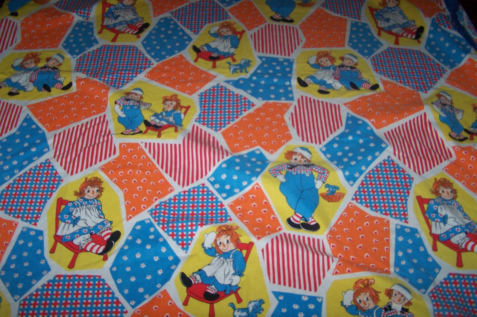 Vintage Wamsutta Collectable Raggedy Ann & Andy Twin Size Childrens  Bed Spread