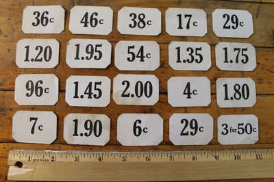 Set of 20 Vintage Antique Store Price Number Tags Double Sided Mercantile