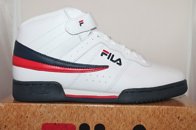 Mens Fila F13 F-13 Classic Mid High Top Basketball Shoes Sneakers White Black