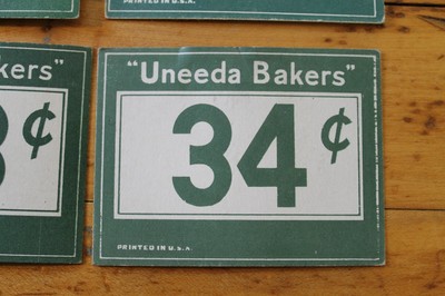 Set of 16 Vintage Grocery Store Price Number Tags Uneeda Bakers