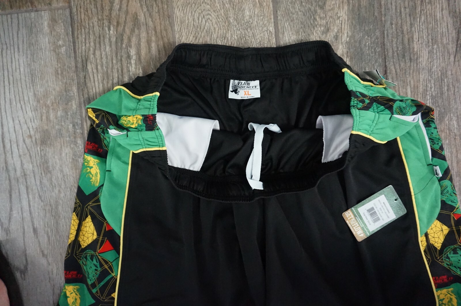 NEW! Men's XL X-Large Flow Society Rasta Lion Pro Lacrosse Athletic Shorts!