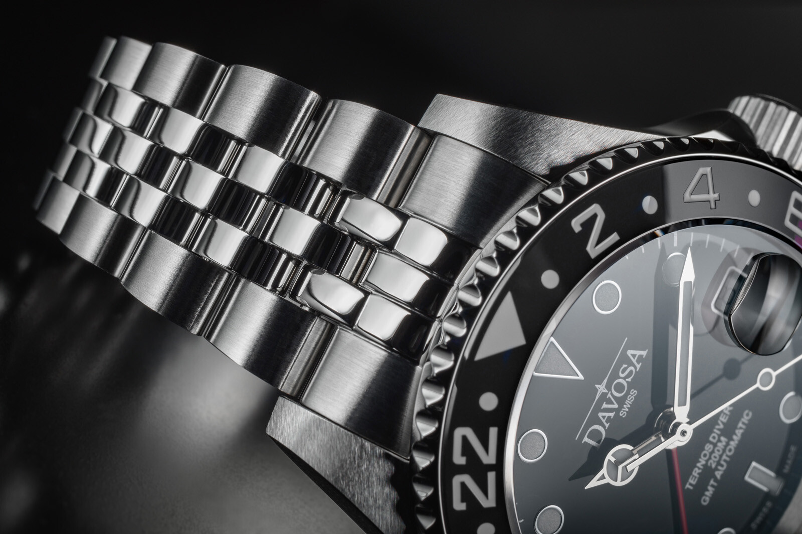 Pre-owned Davosa Ternos Ceramic Automatic Diving Watch Black Red Gmt Bezel 40mm - 16159009