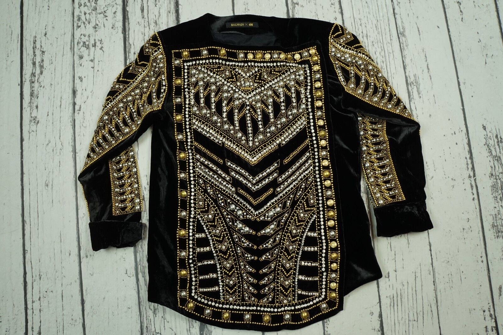 Balmain H&M Velvet Beaded Embellished Pearl women's Jacket Balmain H&M Velvet Beaded Embellished Pearl women's Jacket