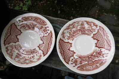 2 Fair Winds saucers,Staffordshire,England,Alfred Meakin,ships NY Harbor 1830