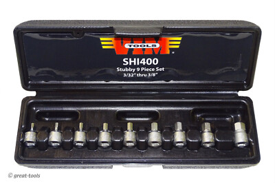 STUBBY SAE HEX SOCKET DRIVER BITS   9-pc set   VIM Tools   automotive tool