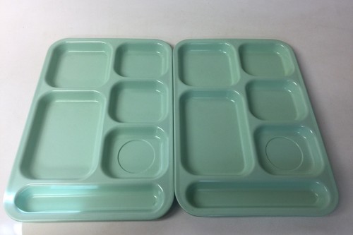 Set Dallas Texas Ware Tray Mint Green Cafeteria P-71 Cafe 6 Part Melamine VGUC