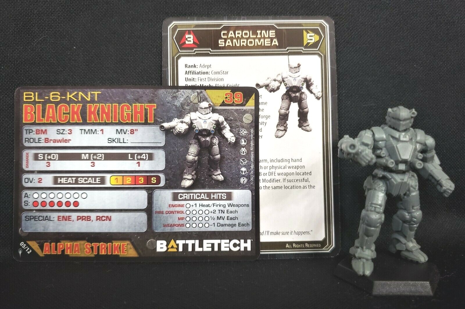Battletech Black Knight Mech Pilot Cards Alpha Strike