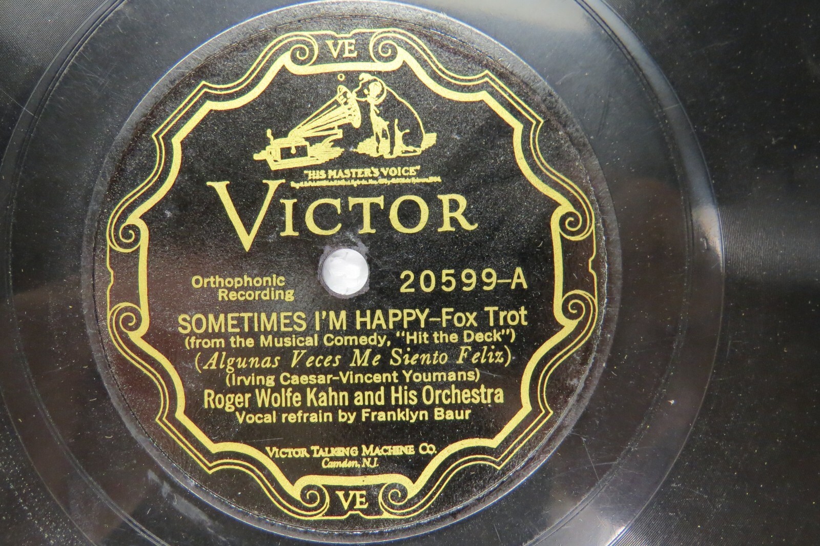 ORPHEUSオルゴール Yesterday・My Way Roger Wolfe Kahn & Orch. - VICTOR 20599 - Sometimes I'm