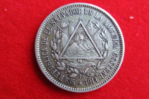 El Salvador 1914 25 Centavos Silver Coin El Salvador 1914 25 Cents Silver Coin 