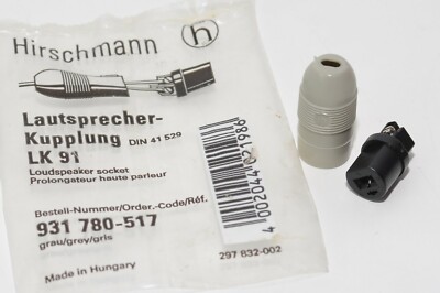 Lautsprecher-Kupplung von Hirschmann LK 91, grau, Speaker Socket, DIN 41529, NOS