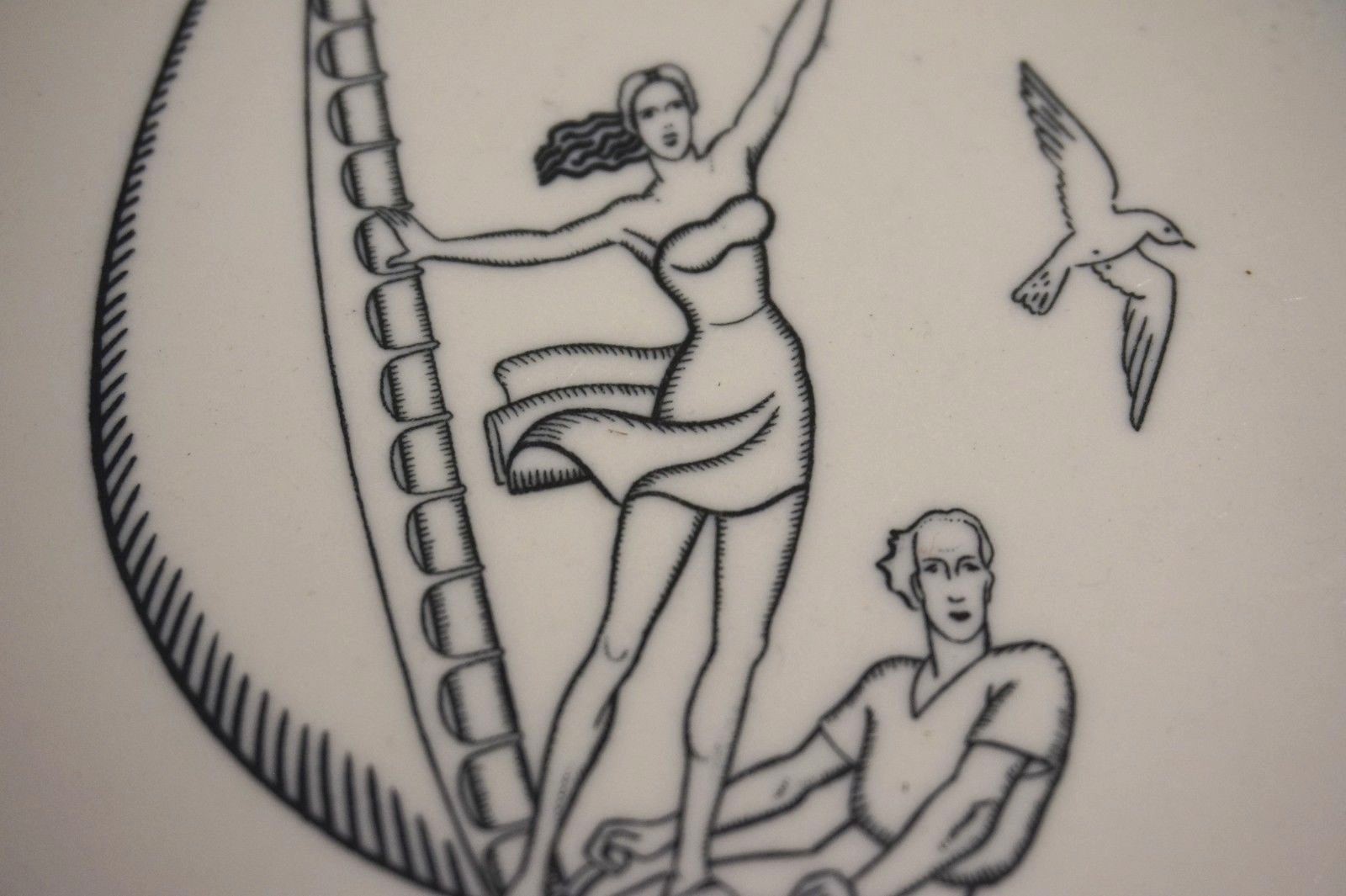 Vintage Shenango China Plate Sailboat Boating Man Woman Sailing 9 1/2