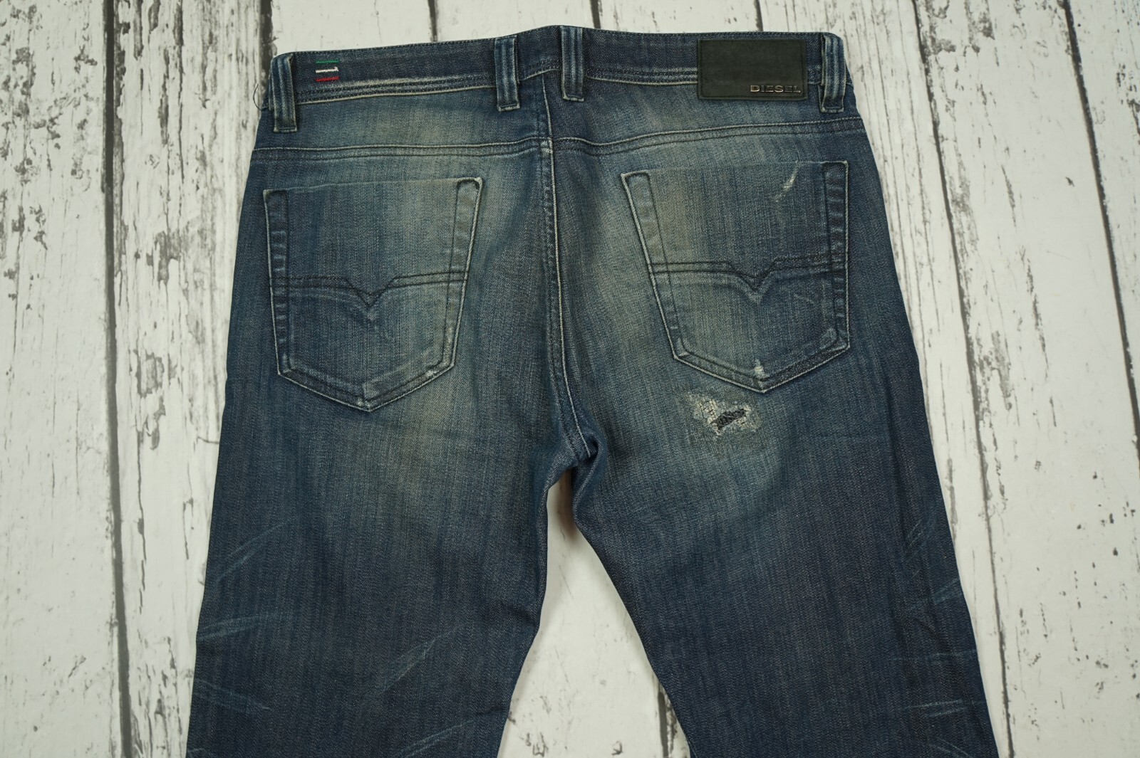 美品⭐︎DISEL デニムパンツ　インディゴ　VIKER W38 L32 楽天市場】□DIESEL ディーゼル メンズ□羊革レザー切替
