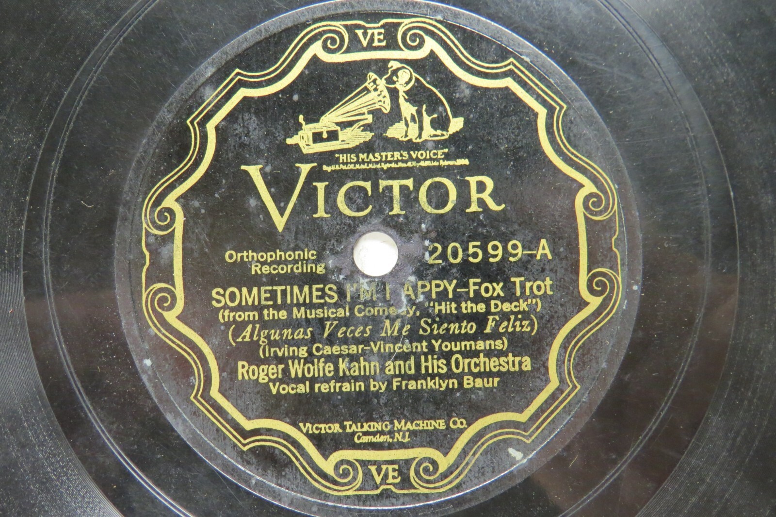 ORPHEUSオルゴール Yesterday・My Way Roger Wolfe Kahn & Orch. - VICTOR 20599 - Sometimes I'm