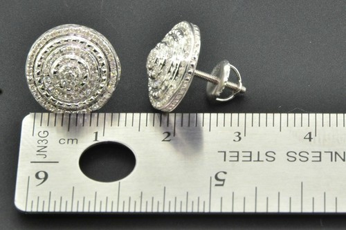 Pre-owned Jfl Diamonds & Timepieces Diamond 3d Earrings .925 Sterling Silver White Finish Pave Circle Studs 0.50 Ct.
