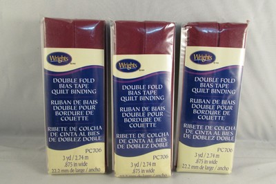 New Wrights Double Fold Bias Tape Quilt Binding 3yd. 2.74m  BERRY  Lot of 3