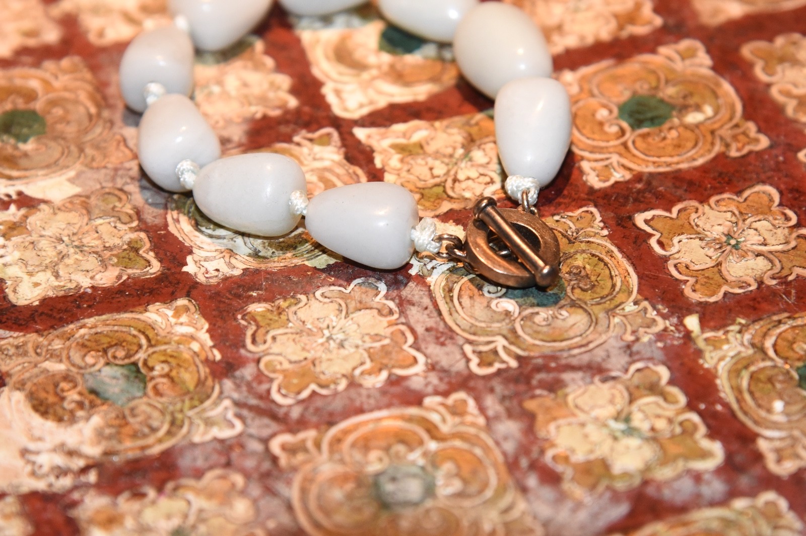 CAROLEE DESIGNER BRACELET PALE GREEN SERPENTINE STONE STERLING SILVER CLASP 925