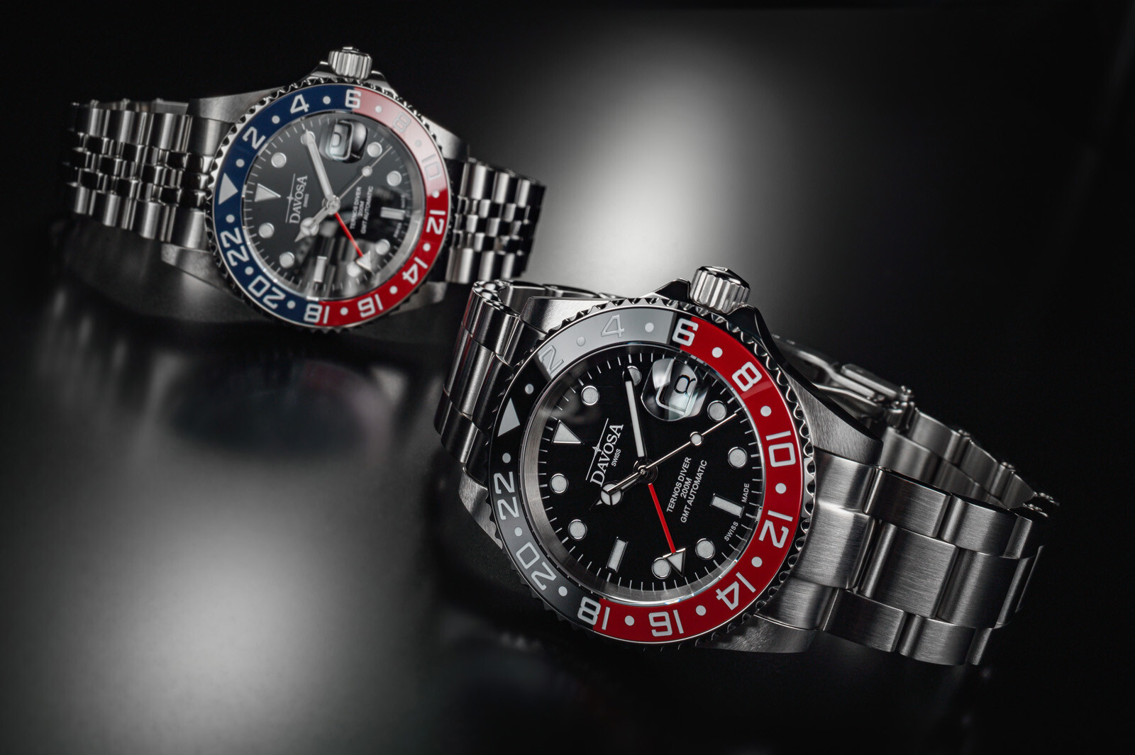 Pre-owned Davosa Ternos Ceramic Automatic Diving Watch Black Red Gmt Bezel 40mm - 16159090
