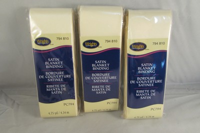 New Writghts Satin Blanket Binding 4.75 Yds 4.34m   Ivory   Set of 3