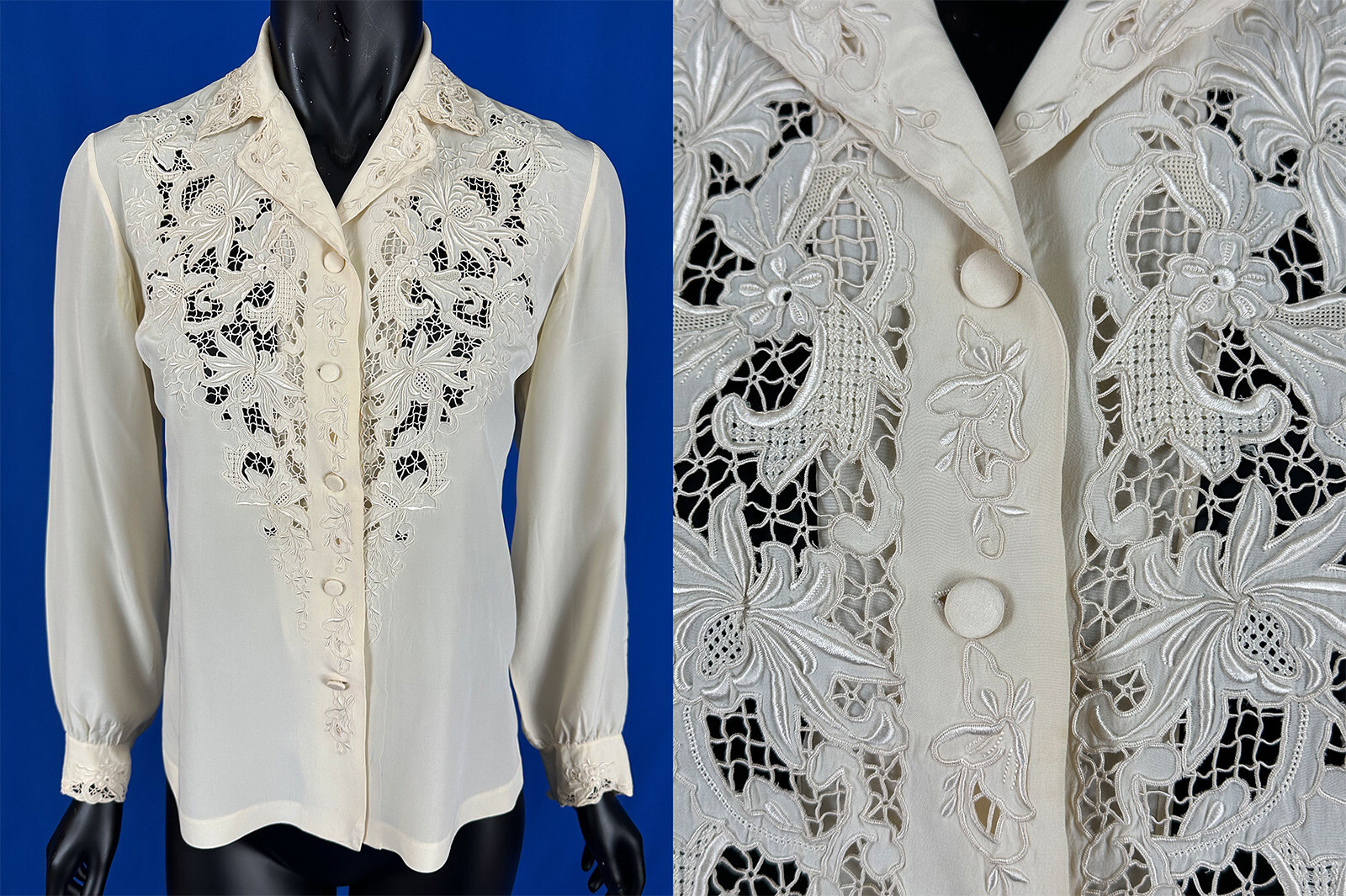Vintage Peony Shanghai China Silk Hand Embroidered Drawn