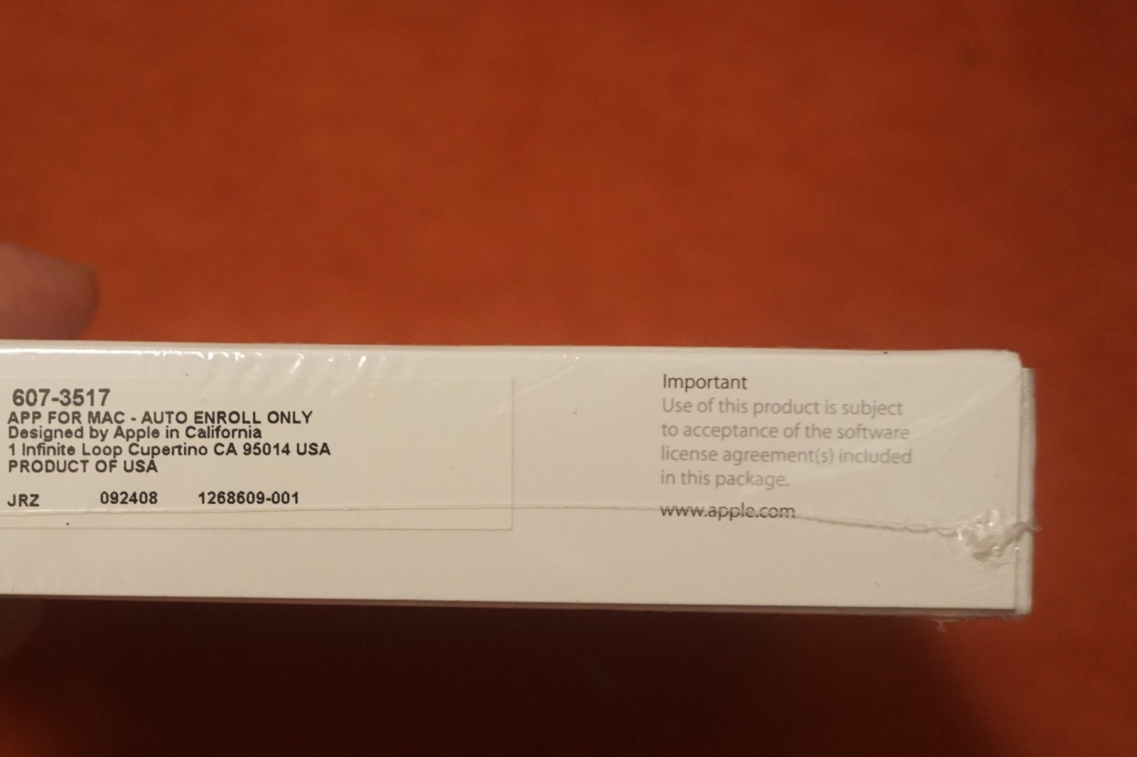 GENUINE APPLE CARE PROTECTION PLAN FOR YOUR MAC PART NO.607-3517 NEW