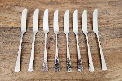 Gorham 18/10 Biscayne Hammered Stainless Steel Knives Set of Eight 8 Butter
