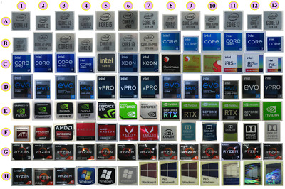 Laptop CPU OS Sticker - intel i3 i5 i7 i9 AMD Ryzen IRIS Nvidia RTX Sticker (cn)