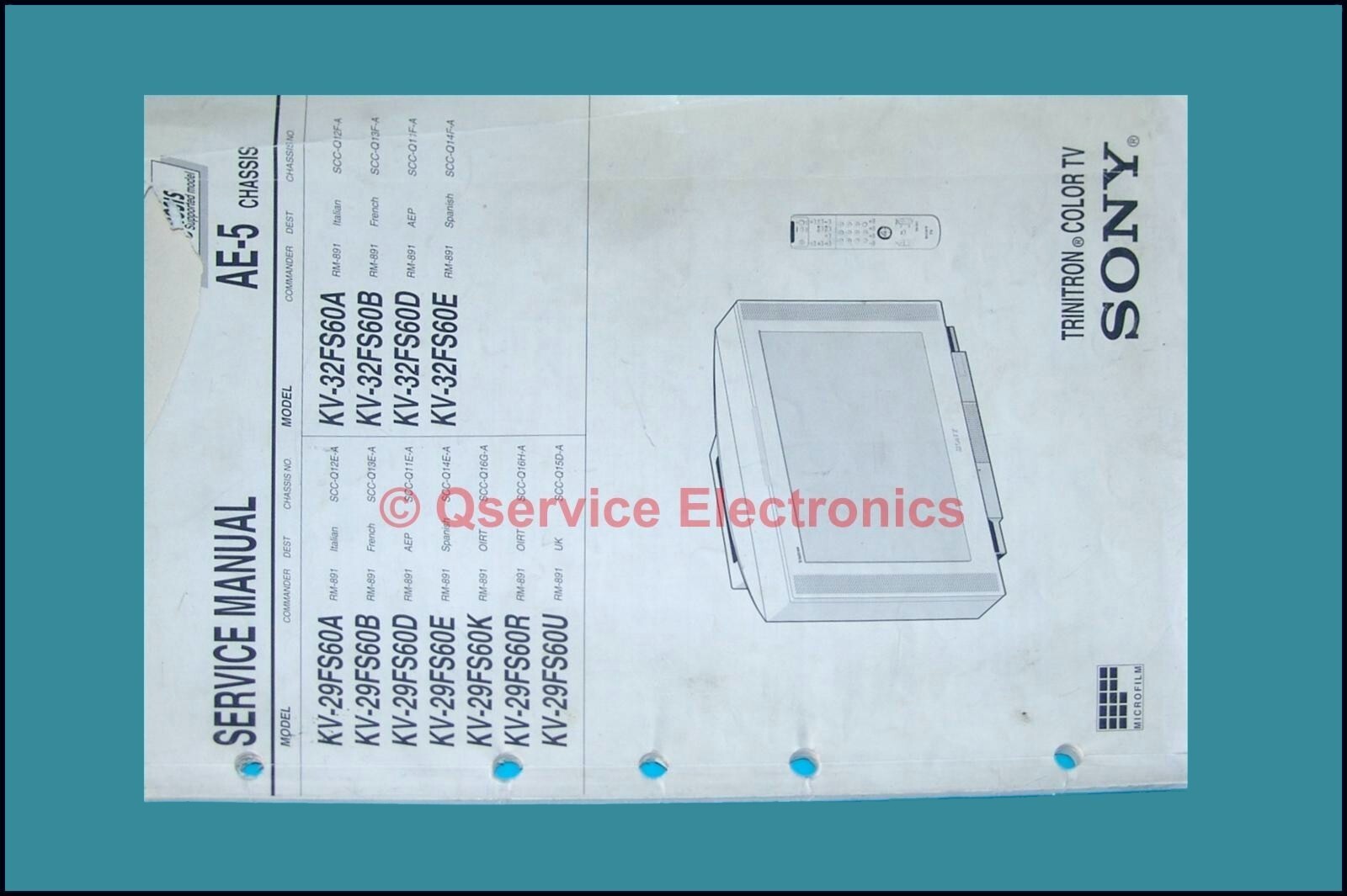 Sony KV-29FS60, KV-32FS60 Trinitron CRT TV Original Printed