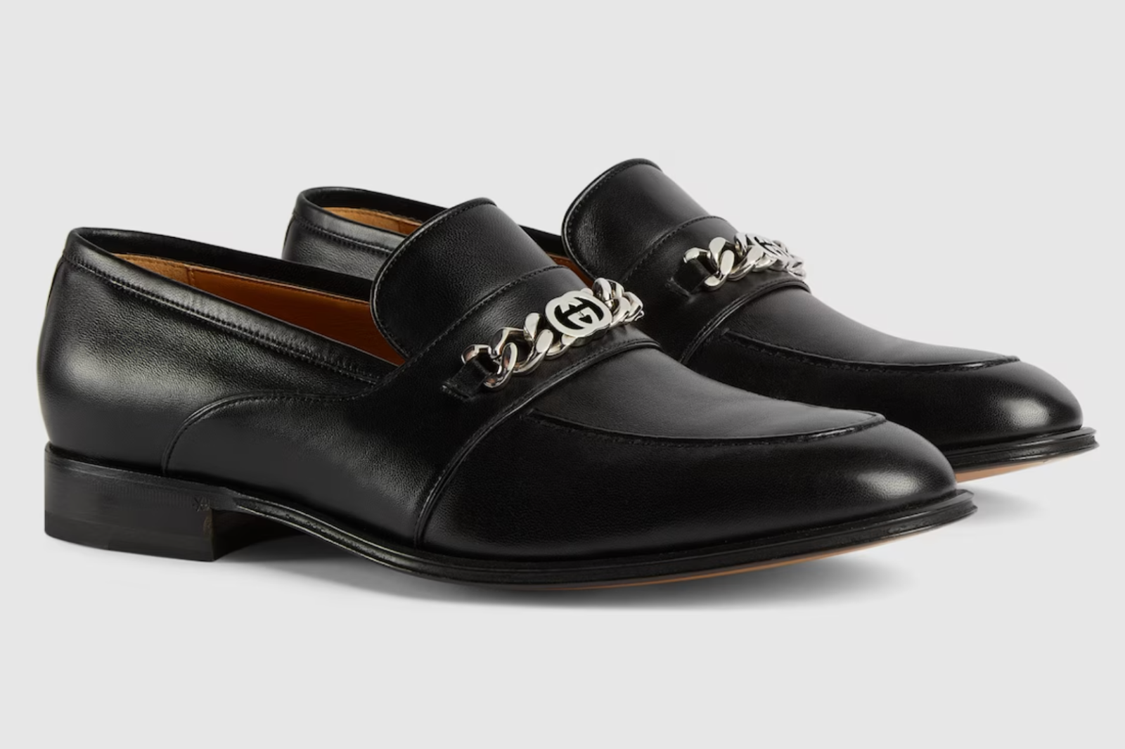 Pre-owned Gucci Chain Slip-on Loafers Sneakers Trainers Derby Shoes Moccasin Slippers 41 In Black