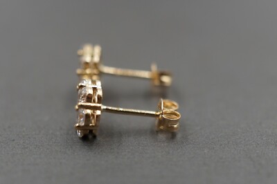 10K Solid Yellow Gold 7.5MM Flower Cluster CZ Stud Earring.