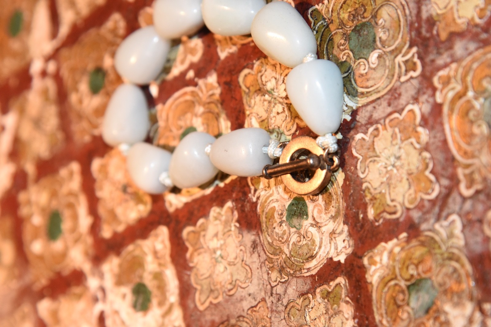 CAROLEE DESIGNER BRACELET PALE GREEN SERPENTINE STONE STERLING SILVER CLASP 925