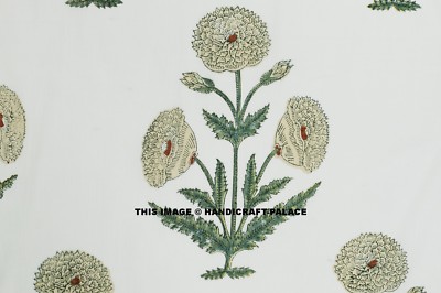 Indian Cotton Block Print Big Flower Fabric Sewing Material Fabric By the Yard