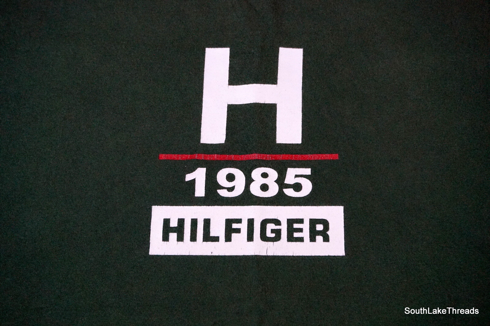 Vintage Men's Tommy Hilfiger 1985 H Spellout T-Shirt Green Sz Medium