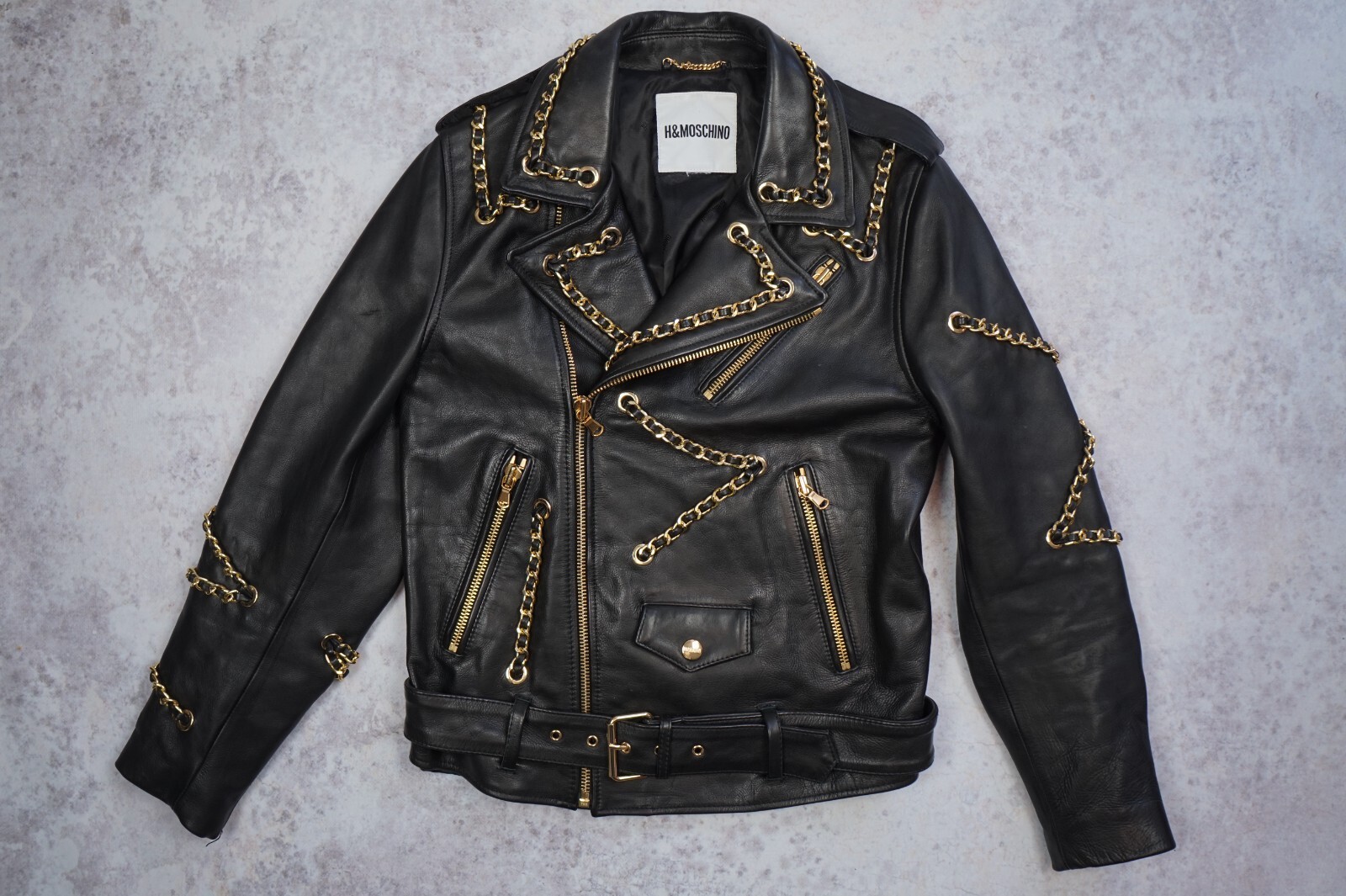 Moschino H&M Exclusive Bloggers Mens Black Leather Chains