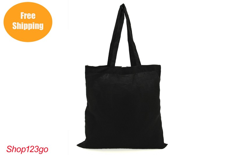 Simple Black Cotton Tote / Reusable Tote Bag/ Grocery Tote