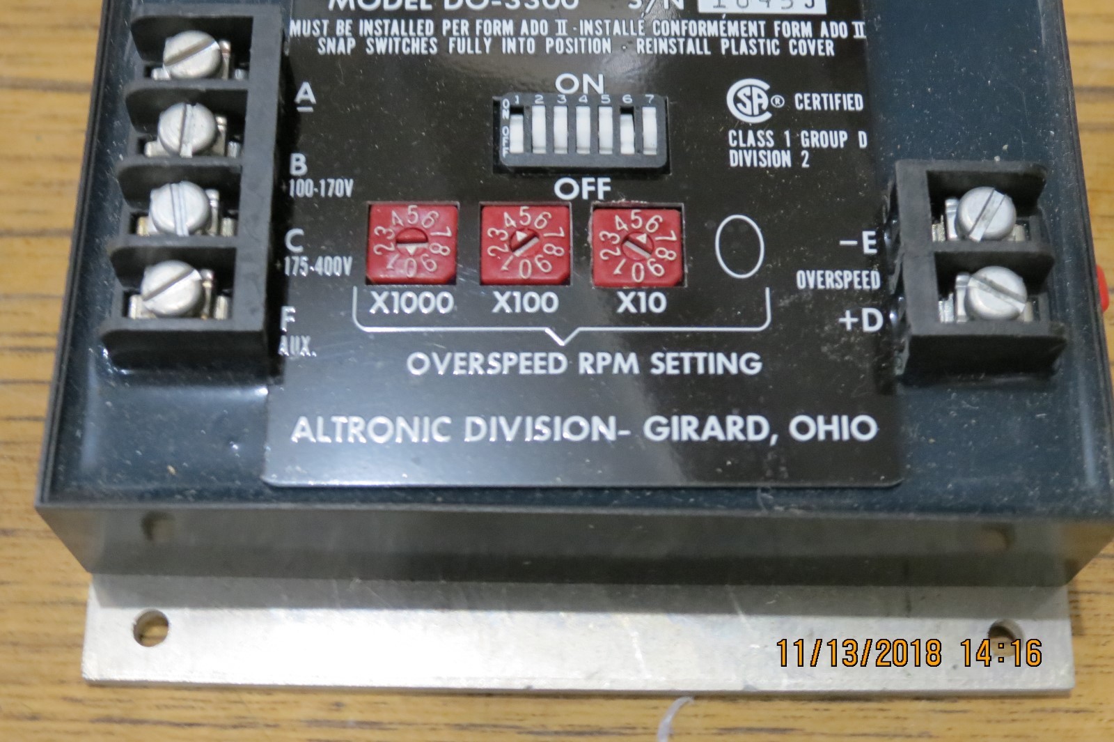 ALTRONIC DIGITEAL OVERSPEED TRIP